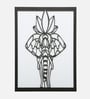 Engineering Wood Laser Cut Elephant Wall Art In Black & White Finish