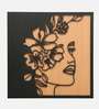 Engineering Wood Laser Cut Flower Face Wire Design Wall Art In Black & Brown Finish