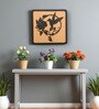 Engineering Wood Laser Cut Flower With Hummingbird Design Wall Art In Black & Brown Finish