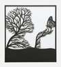 Engineering Wood Laser Cut Human Tree Face Design Wall Art In Black & White Finish