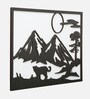 Engineering Wood Laser Cut Nature Design Wall Art In Black & White Finish