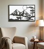 Engineering Wood Laser Cut Nature Design Wall Art In Black & White Finish