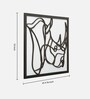 Engineering Wood Laser Cut Rhino Design Wall Art In Black & White Finish