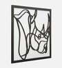 Engineering Wood Laser Cut Rhino Design Wall Art In Black & White Finish