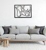 Engineering Wood Laser Cut Rhino Design Wall Art In Black & White Finish
