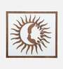 Engineering Wood Laser Cut Sunrise Design Wall Art In Brown & White Finish