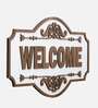 Engineering Wood Laser Cut Well Come Wall Art In Black & Brown Finish