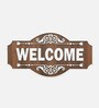 Engineering Wood Laser Cut Well Come Wall Art In Black & Brown Finish