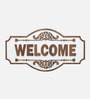 Engineering Wood Laser Cut Well Come Wall Art In Black & Brown Finish