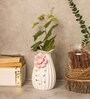 Engraved Floral Pattern Off White Ceramic Vase