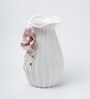 Engraved Floral Pattern Off White Ceramic Vase