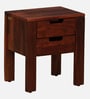 Enkel Sheesham Wood Bedside Table in Scratch Resistant Honey Oak Finish With Drawers