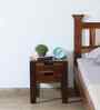 Enkel Sheesham Wood Bedside Table in Scratch Resistant Provincial Teak Finish With Drawers