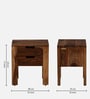 Enkel Sheesham Wood Bedside Table in Scratch Resistant Rustic Teak Finish With Drawers