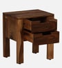 Enkel Sheesham Wood Bedside Table in Scratch Resistant Rustic Teak Finish With Drawers