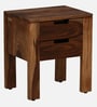 Enkel Sheesham Wood Bedside Table in Scratch Resistant Rustic Teak Finish With Drawers