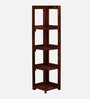 Enkel Sheesham Wood Corner Bookshelf in Scratch Resistant Honey Oak Finish