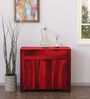 Enkel Solid Wood Cabinet in Spicy Red Finish