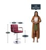Enn Leatherette Bar Stool In Maroon Colour With Swivel