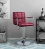 Enn Leatherette Bar Stool In Maroon Colour With Swivel