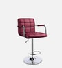 Enn Leatherette Bar Stool In Maroon Colour With Swivel