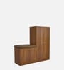 Enomoto Shoe Cabinet In Leon Teak Finish With Upholstered Seating