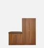 Enomoto Shoe Cabinet In Leon Teak Finish With Upholstered Seating