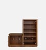 Enomoto Shoe Cabinet In Leon Teak Finish With Upholstered Seating