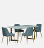 Enrico Metal  4 Seater Dining  Set With  White Porcelain Top