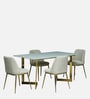 Enrico Metal  4 Seater Dining  Set With  White Porcelain Top