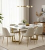Enrico Metal  6 Seater Dining  Set With  White Porcelain Top
