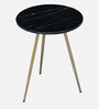 Enrico Metal End Table with Black Marble Top