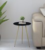 Enrico Metal End Table with Black Marble Top