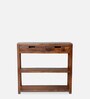 Entry Solid Wood Console Table in Brown Finish