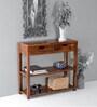 Entry Solid Wood Console Table in Brown Finish