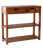 Entry Solid Wood Console Table in Brown Finish