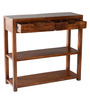 Entry Solid Wood Console Table in Brown Finish