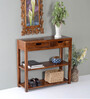 Entry Solid Wood Console Table in Brown Finish