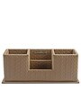 Entwine Beige Vegan Leather Desk Organizer Tray with 4 Compartment