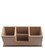 Entwine Beige Vegan Leather Desk Organizer Tray with 4 Compartment