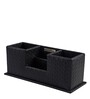 Entwine Black Vegan Leather Desk Organizer Tray with 4 Compartment