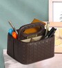 Entwine Brown Vegan Leather Desk Organizer Tray with 4 Compartment