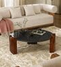 Enzo Coffee Table With Marine Black Marble In Glossy Walnut Finish