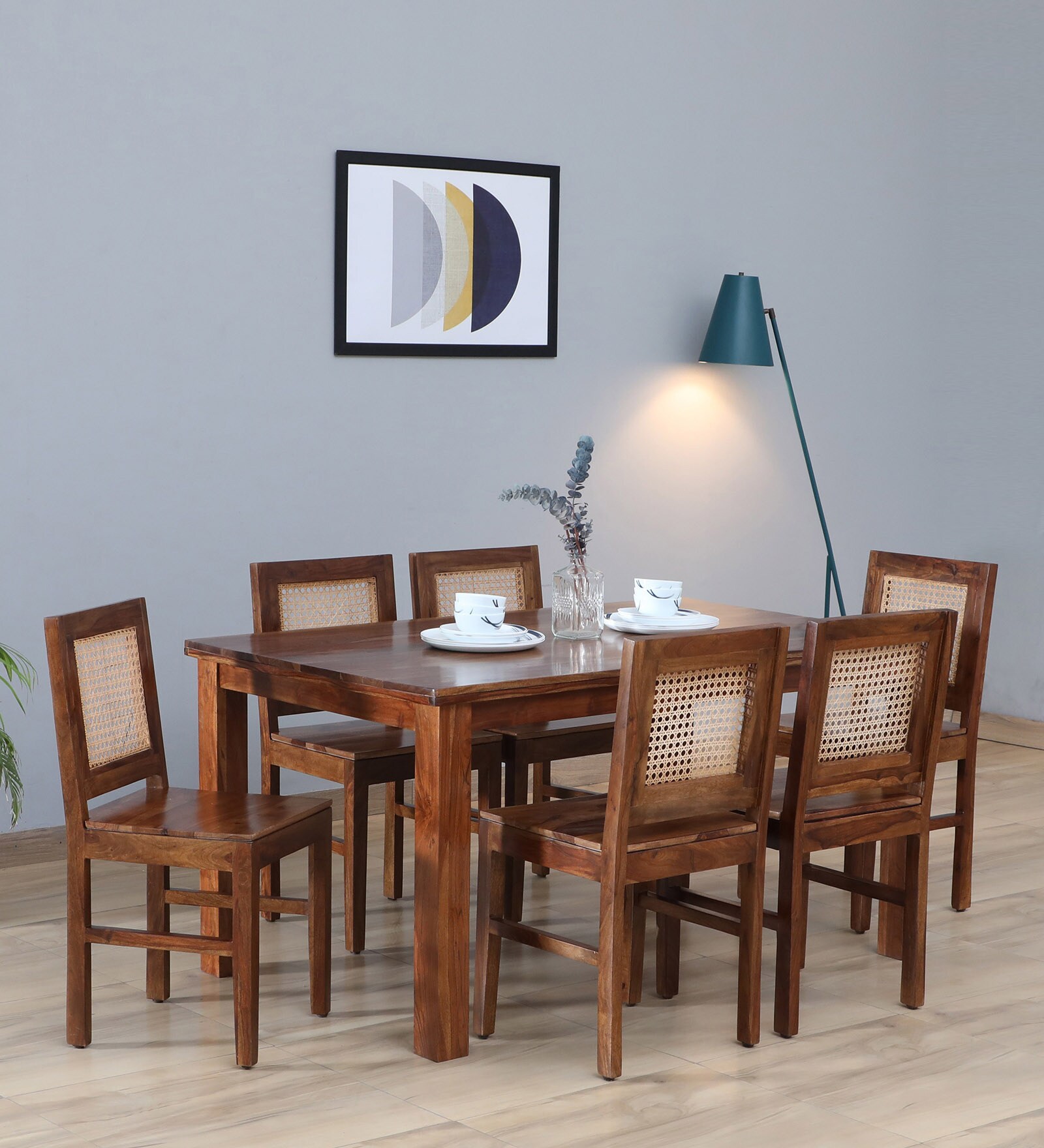 Epicurean Edge Solid Wood 6 Seater Dining Set In Provicial Teak Finish Epicurean Edge Solid Wood 6 Seater Dining Set In Provicial Teak Finish
