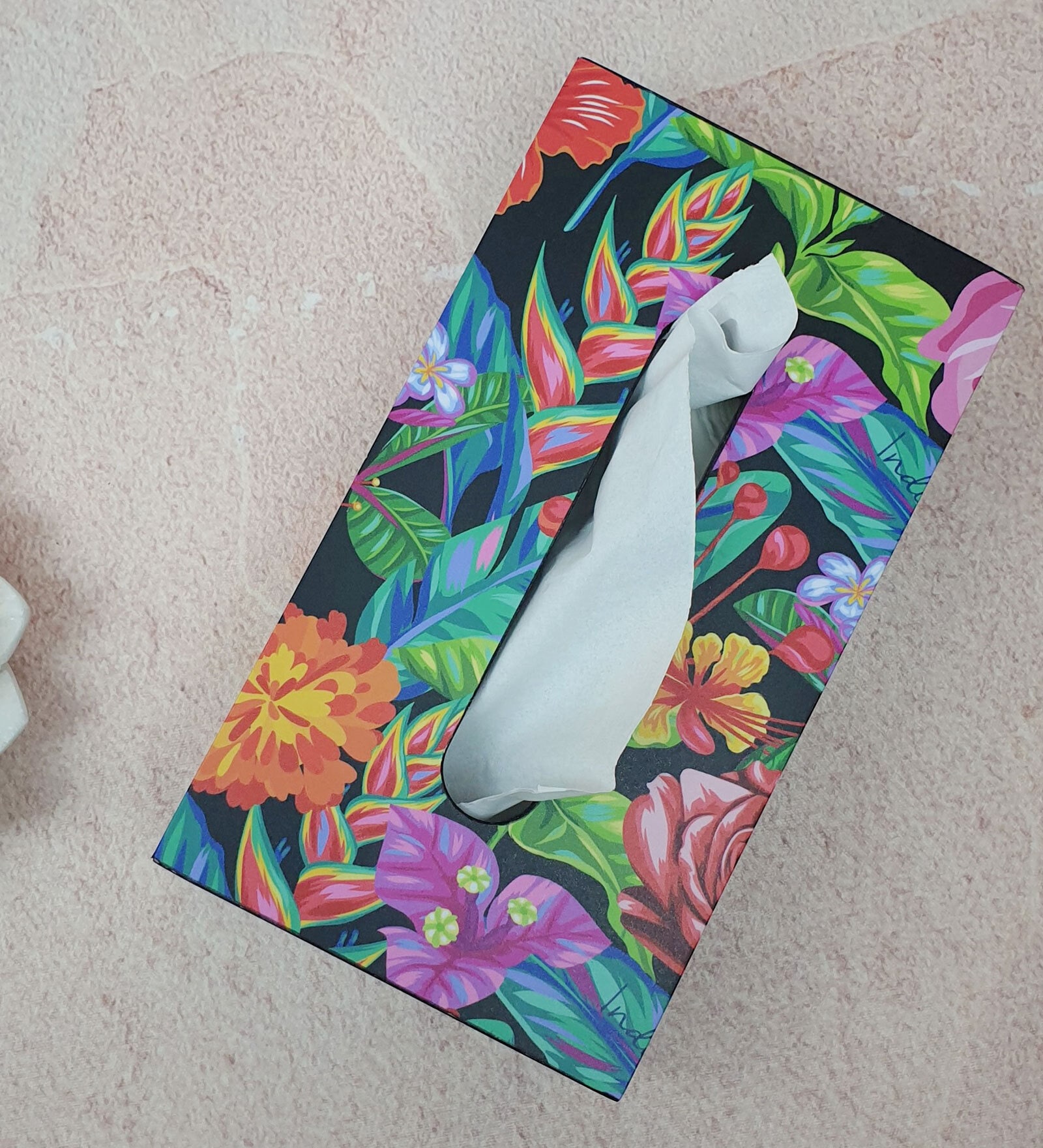 Epoxy Moon Mist White & Brown Resin & MDF Tissue Holder