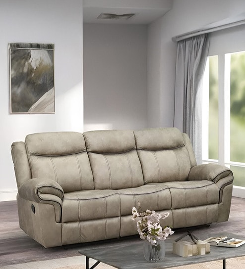 Epoch Fabric 3 Seater  Manual  Recliner in Brown Colour