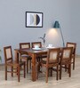 Epicurean Edge Solid Wood 6 Seater Dining Set In Provicial Teak Finish