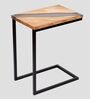 Epoxy Solid Wood End Table in Translucent Black  Finish