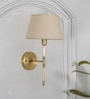 Epstein Single Light Wall Fitting In Antique Brass Finish With Cotton Beige Shade