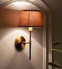 Epstein Single Light Wall Fitting In Antique Brass Finish With Cotton Beige Shade